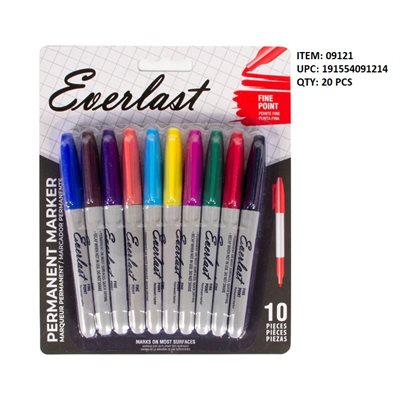 EVERLAST MARQUEUR PERMANENT 10MCX COULEURS ASST.