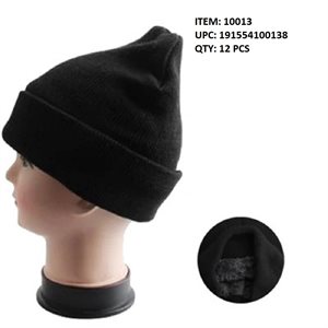 INSULATED WINTER HAT W / FAUX FUR LINING BLACK