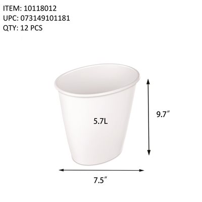 STERILITE 5.7L OVAL VANITY WASTEBASKET WHITE