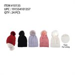 LADIES POM POM HAT FUR LINING