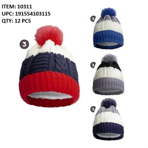 KIDS POM POM HAT FUR LINING