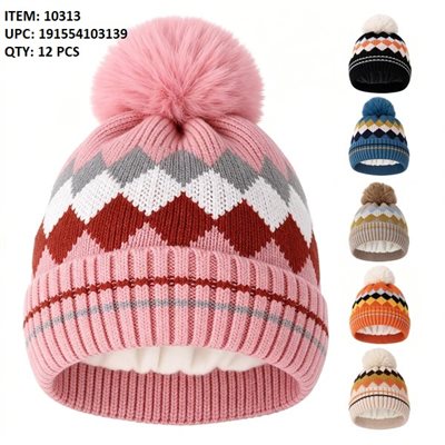 KIDS WINTER POM POM HAT W / LINING