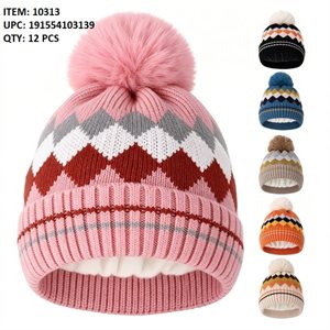 KIDS WINTER POM POM HAT W / LINING