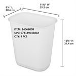 STERILITE 11.4L RECTANGULAR WASTEBASKET WHITE