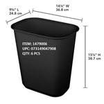 STERILITE 21L RECTANGULAR WASTEBASKET BLACK