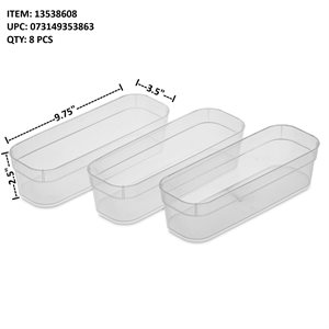 SETRILITE SET OF 3 NARROW STORAGE TRAYS CLEAR