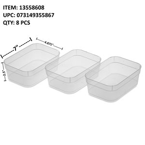 STERILITE ENSEMBLE DE 3 PLATEAUX DE RANGEMENT MOYEN CLAIR