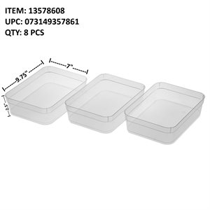 STERILITE ENSEMBLE DE 3 PLATEAUX DE RANGEMENT GRAND CLAIR