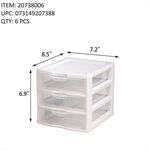 STERILITE SMALL 3 DRAWER UNIT  WHITE