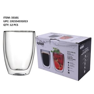 DOUBLE WALL GLASS CUP 2PK 11.8OZ