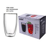 DOUBLE WALL GLASS CUP 2PK 15.2OZ