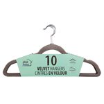 10 / PK VELVET HANGERS GREY SILVER