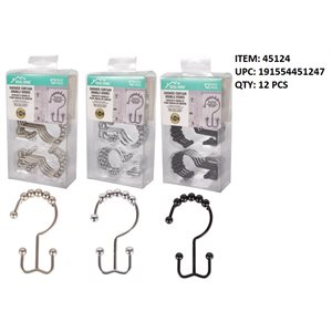 SHOWER CURTAIN HOOKS WITH PEARLS 12PCS