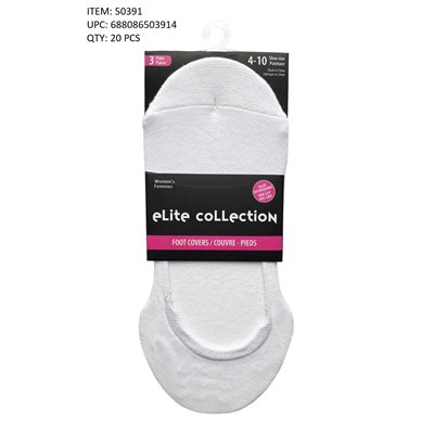 LADIES 3PR FOOT COVERS WHITE