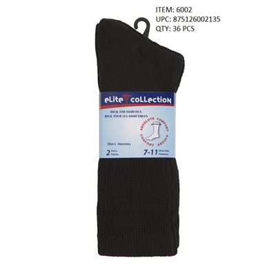 MEN 2PR DIABETIC CREW SOCK BLACK