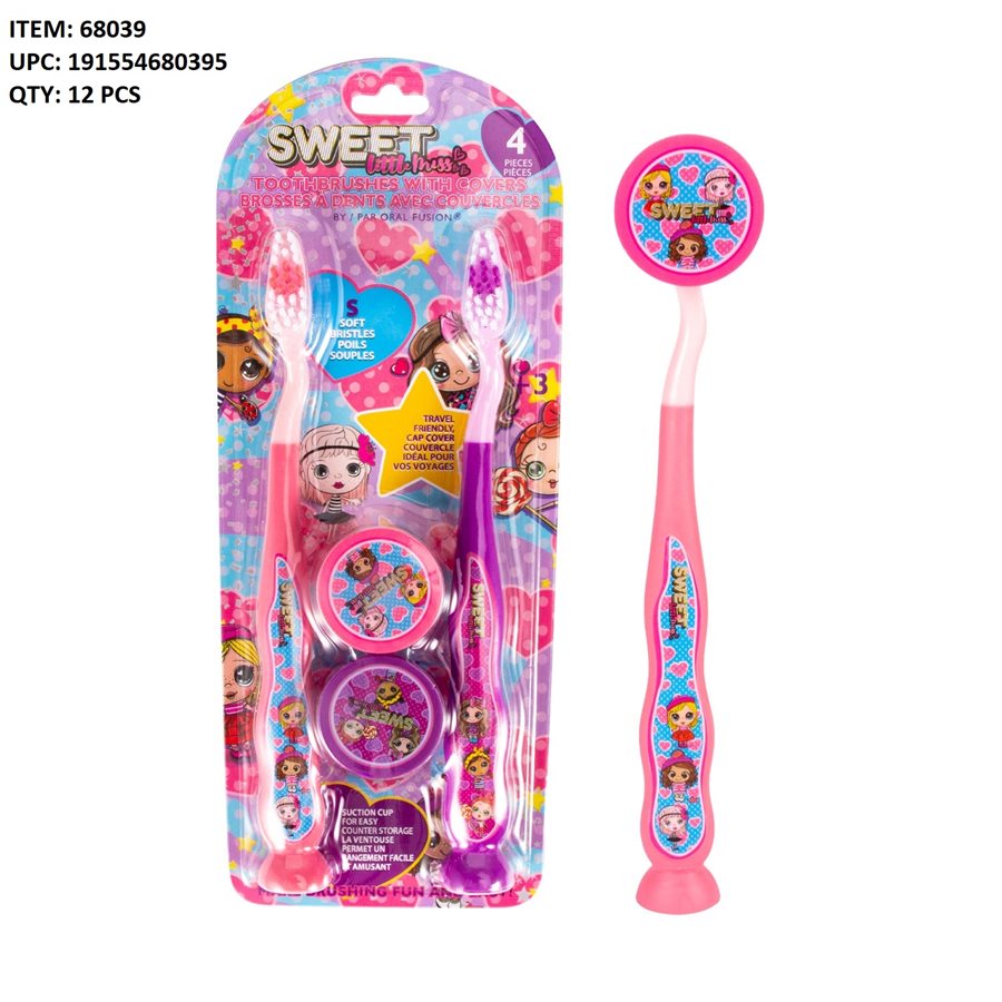 KIDS SWEET MISSY TOOTHBRUSH WITH COVER 4PCS