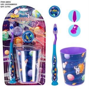 KIDS OUTER SPACE TOOTHBRUSH 3PCS WITH CUP