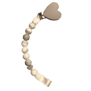 Silicone pacifier holder grey heart